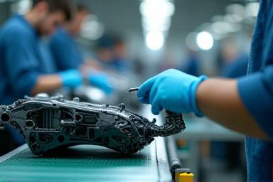 Production line focusing on an OEM product assembly